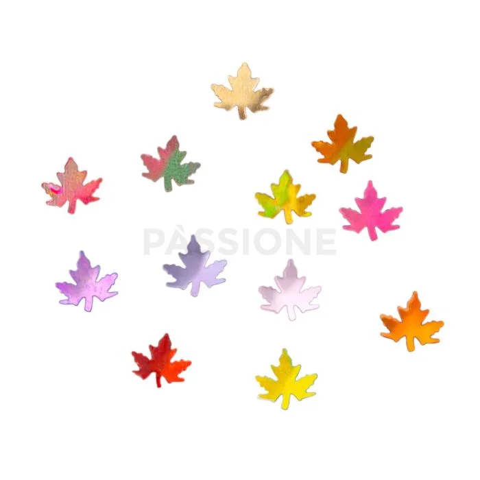 Holo Leaves - Maple leaf-shaped nail art decorations - detail 2