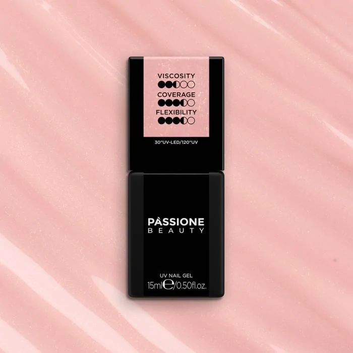 HD Base Gold Glitter 15 ml - Base Rubber Semipermanente Rosa con micro-purpurina dorada - detalle 3