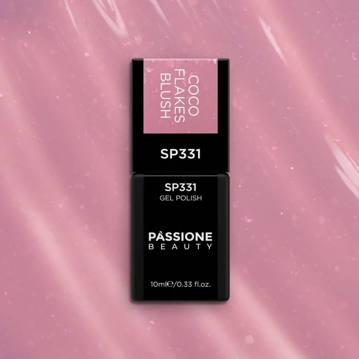 Vernis semi-permanent VS331 Coco Flakes Blush - Vernis semi-permanent effet laiteux, rose cipria avec micro-flakes - détail 2