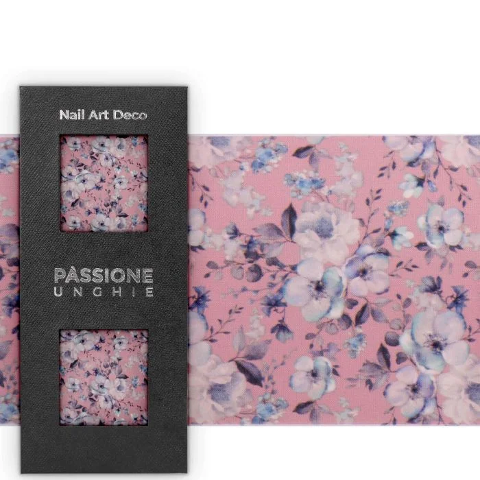 Soft Pink Flowers - Transfer Foil - Nail Transfer Foil - pastel blue and pinkflowers