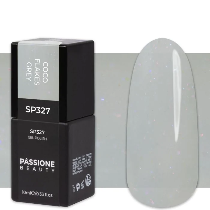 Gel Nail Polish SP327 Coco Flakes Grey - Milky Grey Gel Polish with Micro Flakes