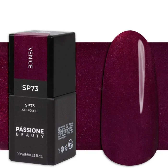Gel Nail Polish GP73 Venice  - Burgundy Gel Polish with metallic effect