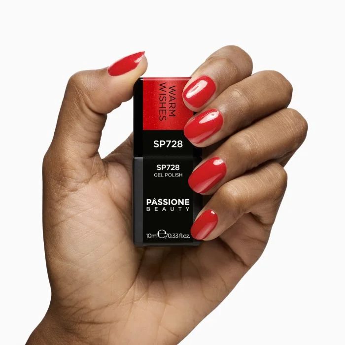 UV-Nagellack SP728 Warm Wishes - UV-Nagellack Rot mit leichtem metallischem Effekt - Detail 3