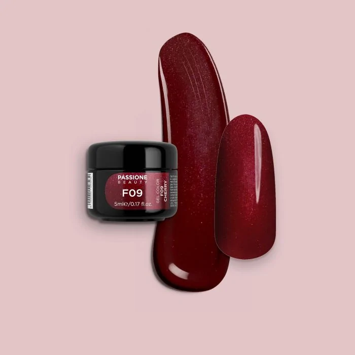 Gel Color F09 Cherry - Gel color burdeos brillante autosellante 
