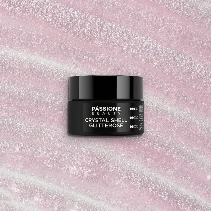 Crystal Shell Glitterose 15 ml - Builder gel autonivelante rosa claro con finísima micro-purpurina holográfica - detalle 2