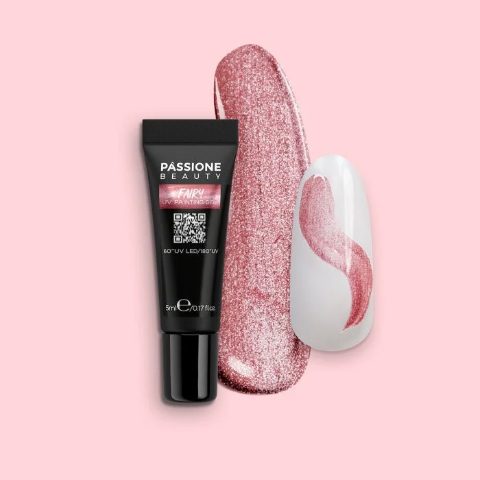 Fairy UV Painting Gel - Fairy UV Gel Paint Antique Rose with Ultra-Fine Silver Micro-Glitter