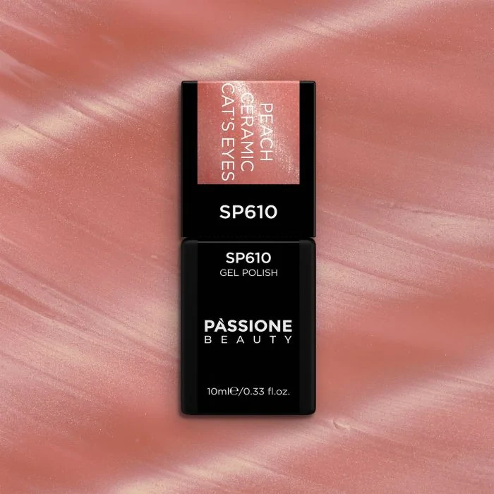 Gel Nail Polish SP610 Peach Ceramic Cat Eye - Peach Pink Gel Polish with Cat Eye Effect - detail 3
