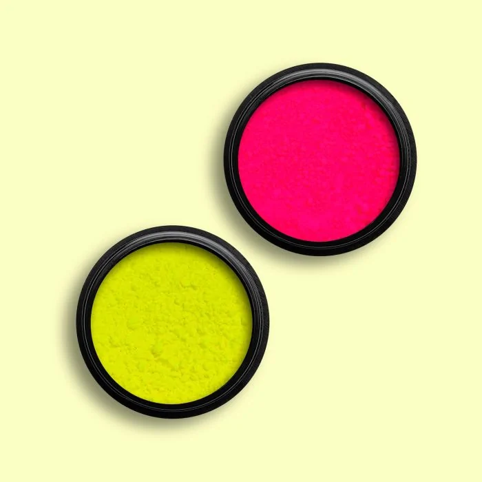 Delhi Fluo Pigment Powder - Neon yellow and pink nail art powder