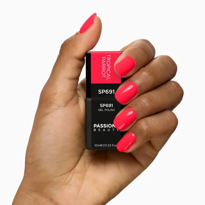 Gel Nail Polish SP691 Tropical Parrot - Fluorescent Fuchsia-Orange Gel Polish - detail 3