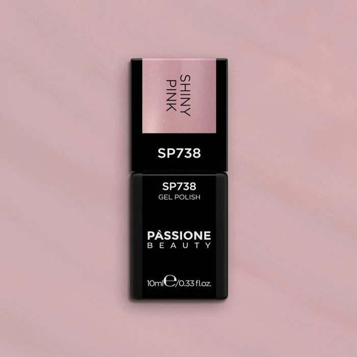 Gel Nail Polish SP738 Shiny Pink - Nude Pink Gel Polish with Extra-fine Ivory Micro-glitter - detail 3