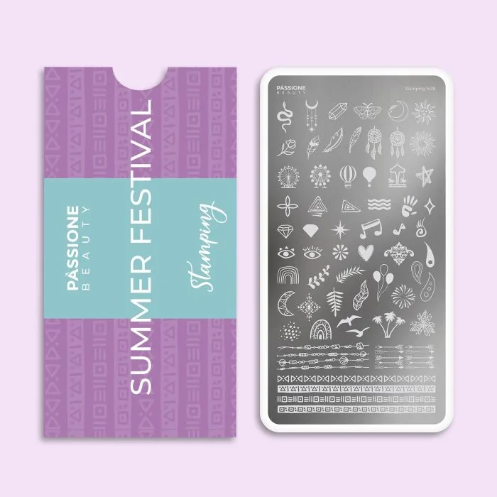 Summer Festival - Stamping Plate - Stamping plate with Summer Festival nail decorations