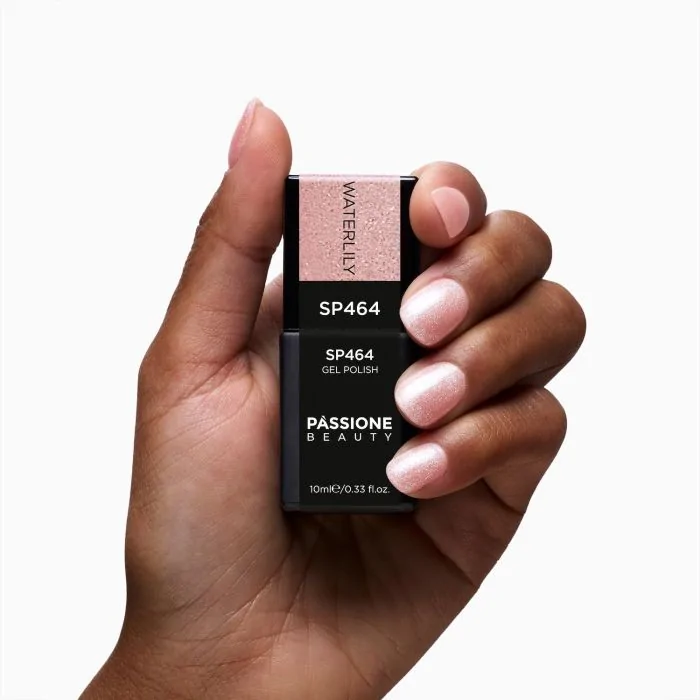 Esmalte semipermanente SP464 Waterlily - Esmalte semipermanente rosa semitransparente con micropurpurina irisada - detalle 2