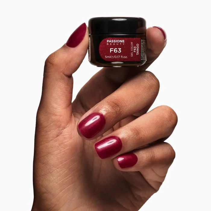 Gel colour F63 Tango - Dark red metal effect Self-sealingUV Gel Colour - detail 3