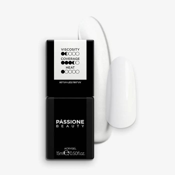 Liquid AcrilGel® Glitter White 15ml - Gel constructeur autoégalisant à faible viscosité blanc avec très fines micropaillettes blanches