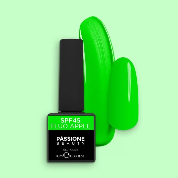 Colore semipermanente SPF45 Fluo Apple - Gel semipermanente colorato SPF45 Fluo Apple, Verde shocking vivace