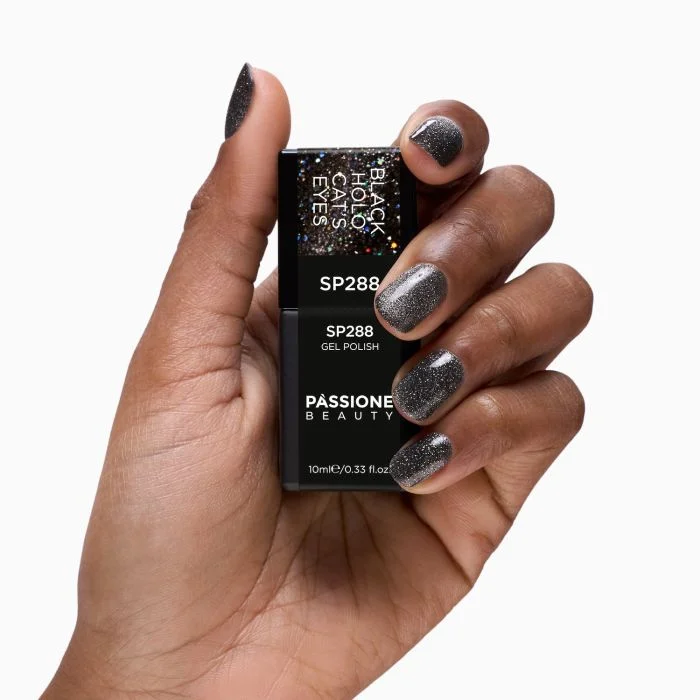 UV-Nagellack SP288 Black Holo Cat's Eyes - UV-Nagellack Schwarz Cat-Eye-Effekt - Detail 2