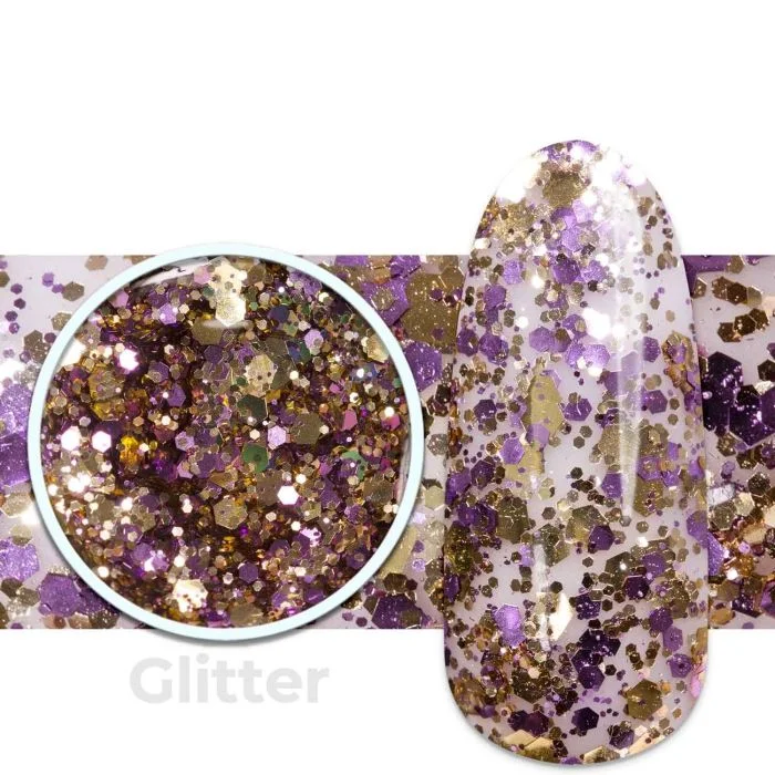 Gel Glitter G80 Shimmer - Gel color transparente con purpurina y microglitter dorado