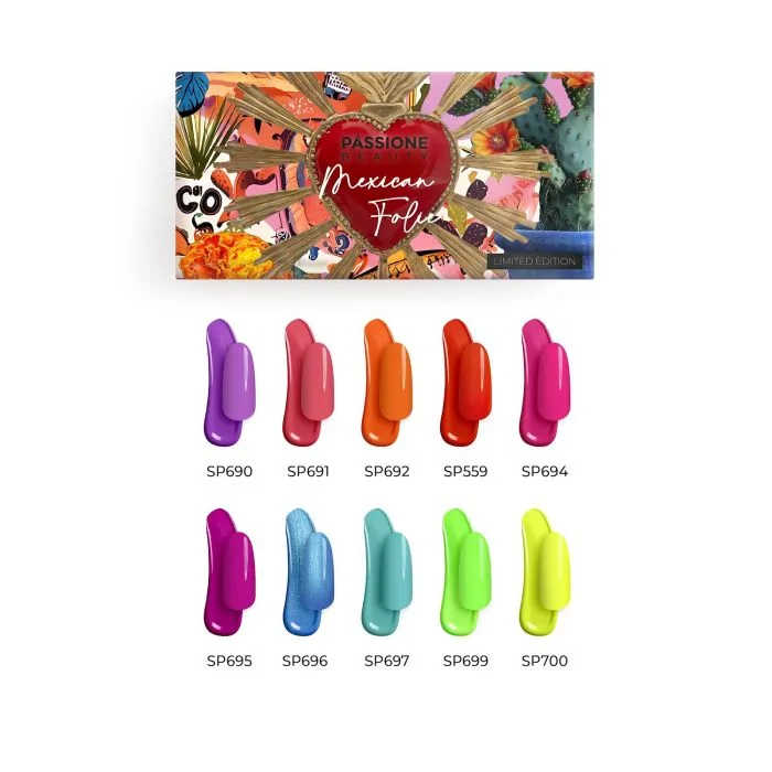 Mexican Folie Gel Polish Collection - Fluorescent and Bright Gel Polish Kit 