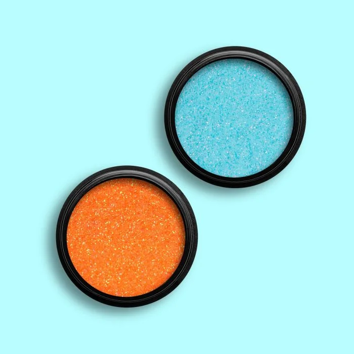 Frappé Glitter - Orange and light blue nail glitter
