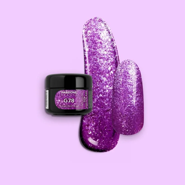 Gel Glitter G78 Viola Flash - Gel Glitter violetet argent 