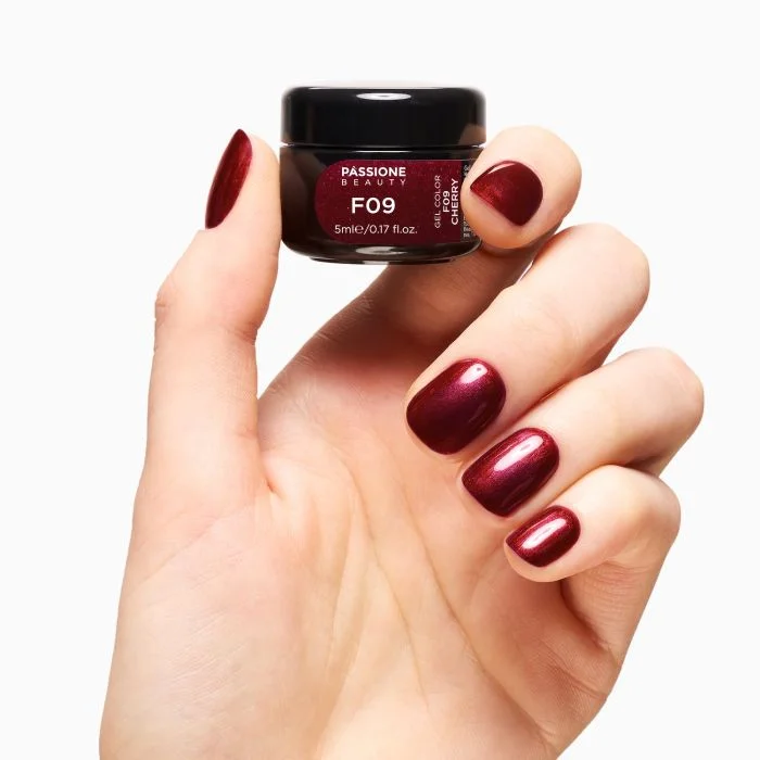 Gel Color F09 Cherry - Gel color burdeos brillante autosellante  - detalle 2