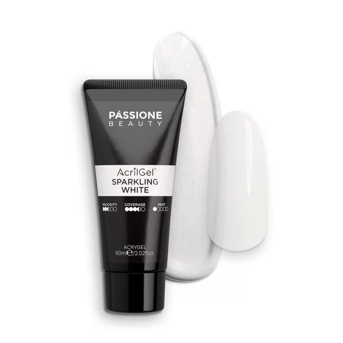Acrygel® Sparkling White 60 ml - Acrylic Gel Milky White with White Micro-glitter
