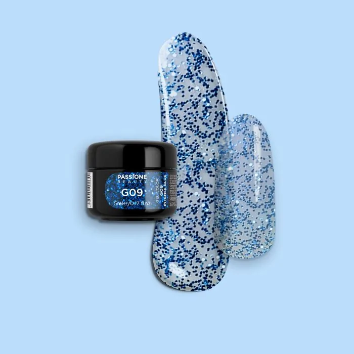 Gel Glitter G09 Intense Blue - Gel couleur pailleté bleu