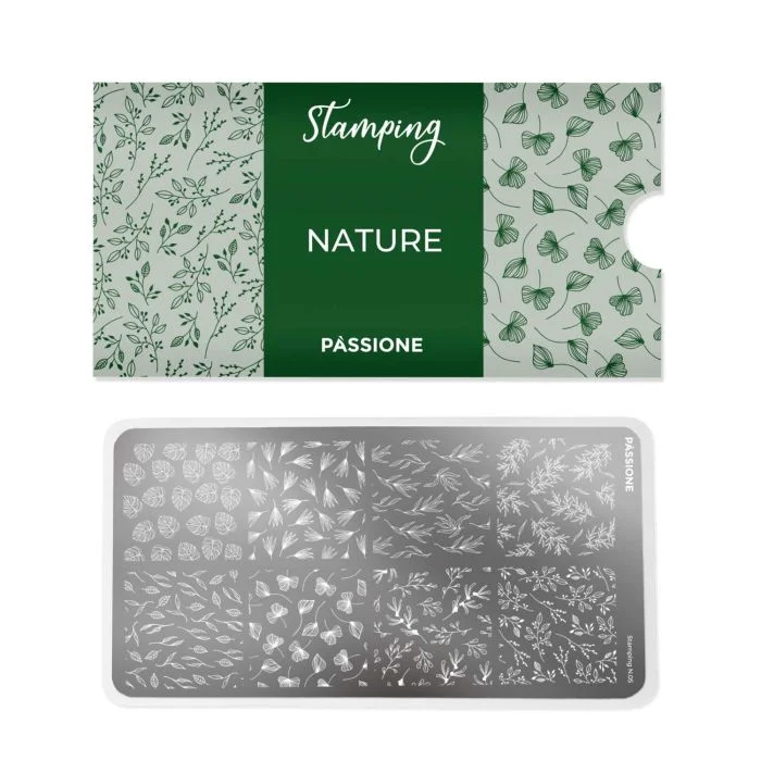 Nature - Stamping Plate - Nail stamping plate with tropical trees andleaves - detail 1