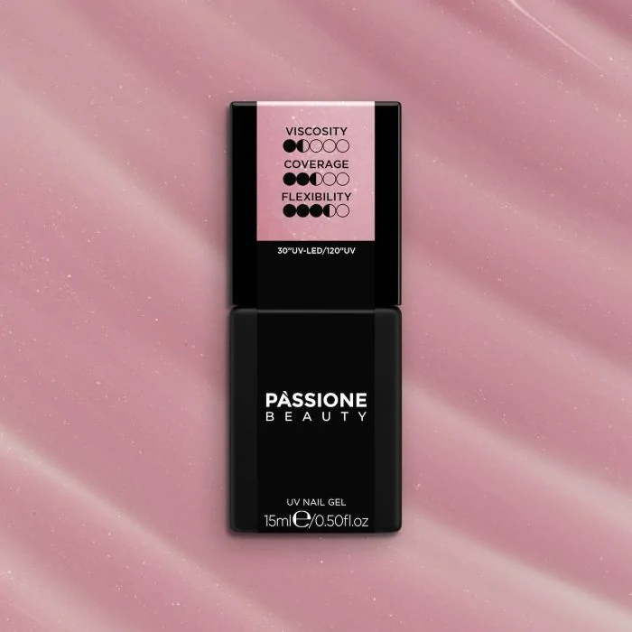 HD Glitter Pink Base 15 ml - Base Rubber Semipermanente Rosa con microglitters dorados - detalle 3