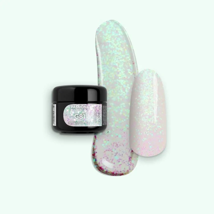 Gel Glitter G81 Fabolouse - Gel couleur pailleté transparent avec des micro-paillettes claires