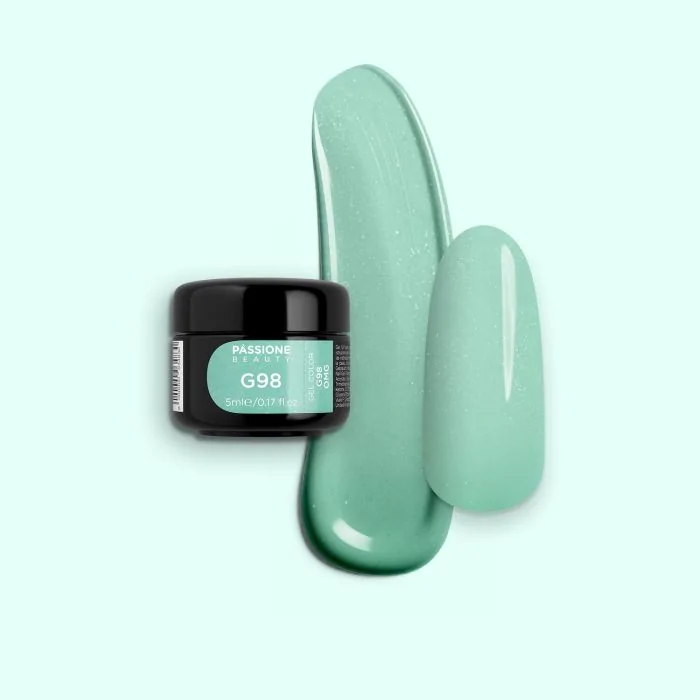 G98 Omg - Gel color verde aguamarina fluorescente con un ligero efecto perlado 