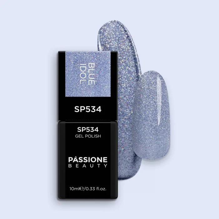 Gel Nail Polish SP534 Blue Idol - Glittery Blue Gel Polish with Holographic Effect