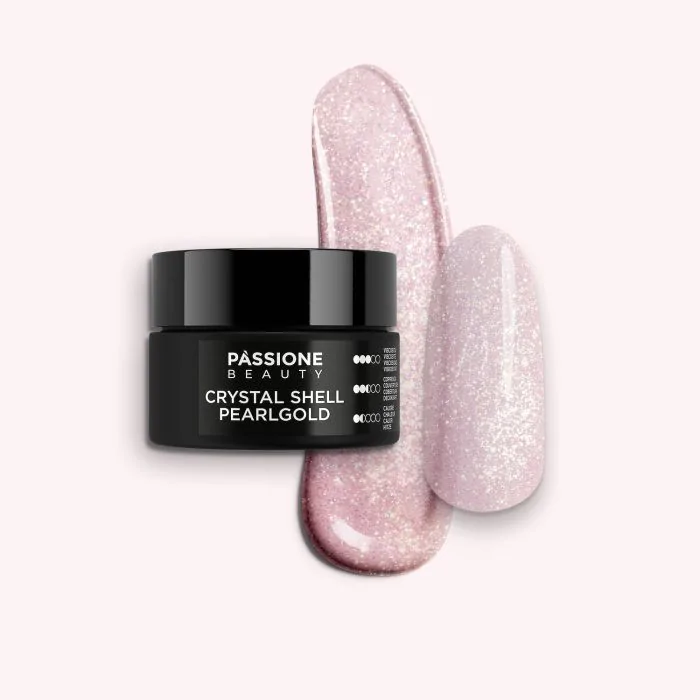 Crystal Shell Pearlgold 15 ml - Builder gel autonivelante rosa con finísima micro-purpurina violeta