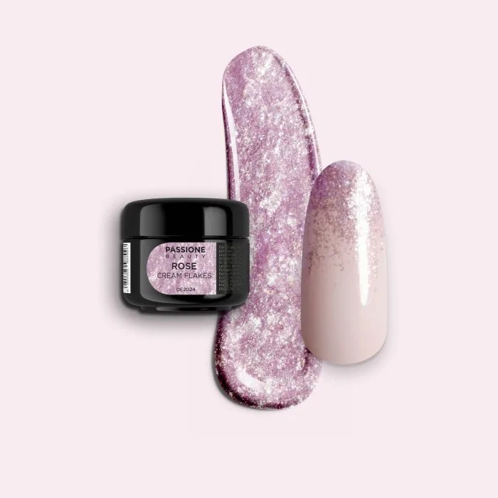 Rose Cream Flakes - Crème de glitters en flocons pour nail art rose