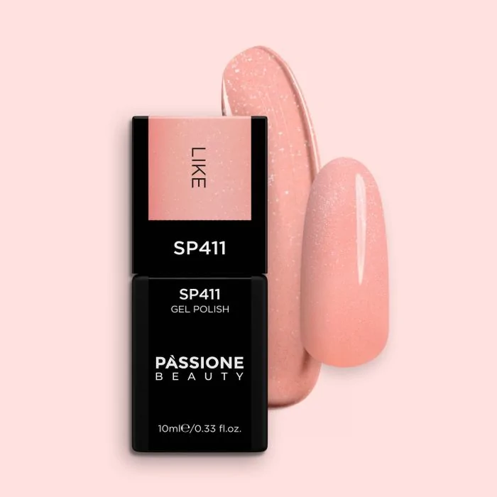 Gel Nail Polish GP411 Like - Neon Salmon gel polish with pearlescent effect