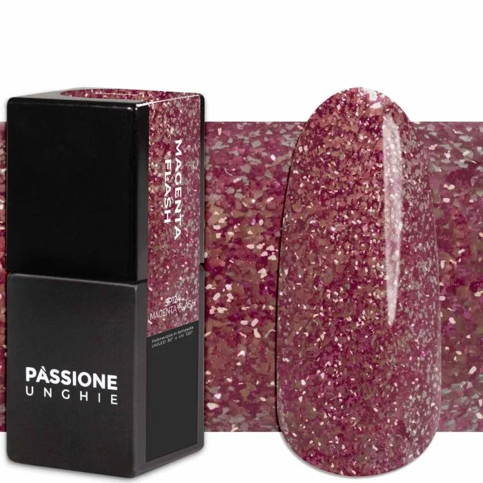Gel Nail Polish GP124 Magenta Flash  - Magenta Pink Gel Polish with glitter