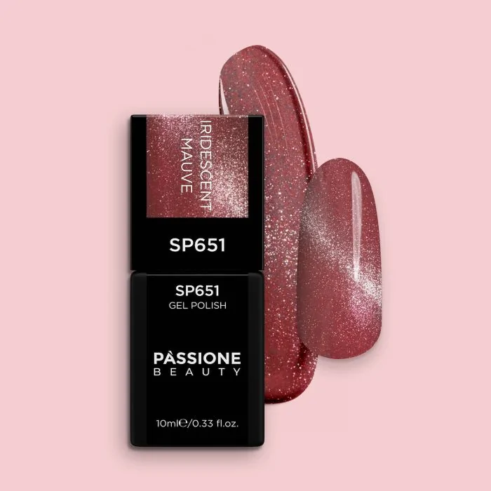 Gel Nail Polish SP651 Iridescent Mauve Cat Eye - Rose Mauve Gel Polish with Cat Eye Effect