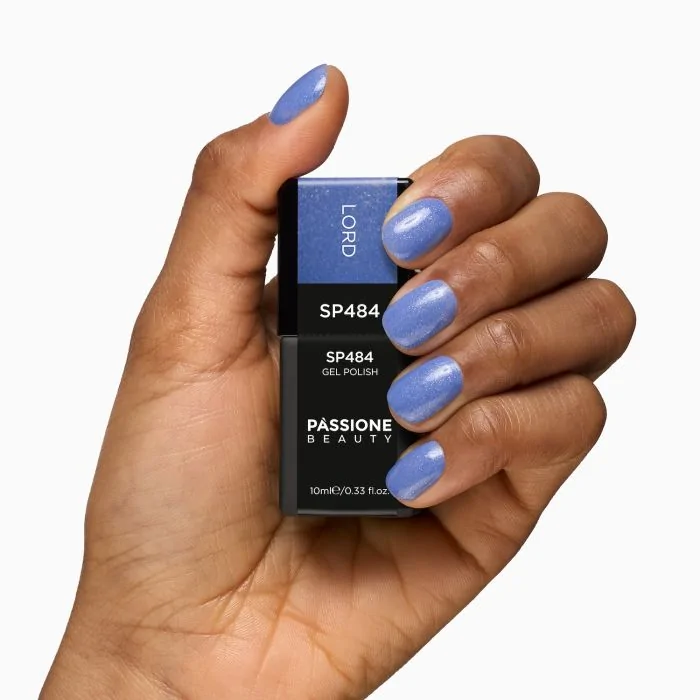 UV-Nagellack SP484 Lord - UV-Nagellack Perlmutt Jeansblau mit silbernen und blauen Micro-Glitzern - Detail 3