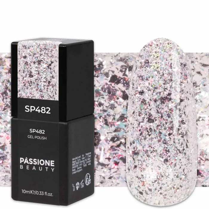 Gel Nail Polish GP482 Mamma Mia - Silver pink glittery gel polish