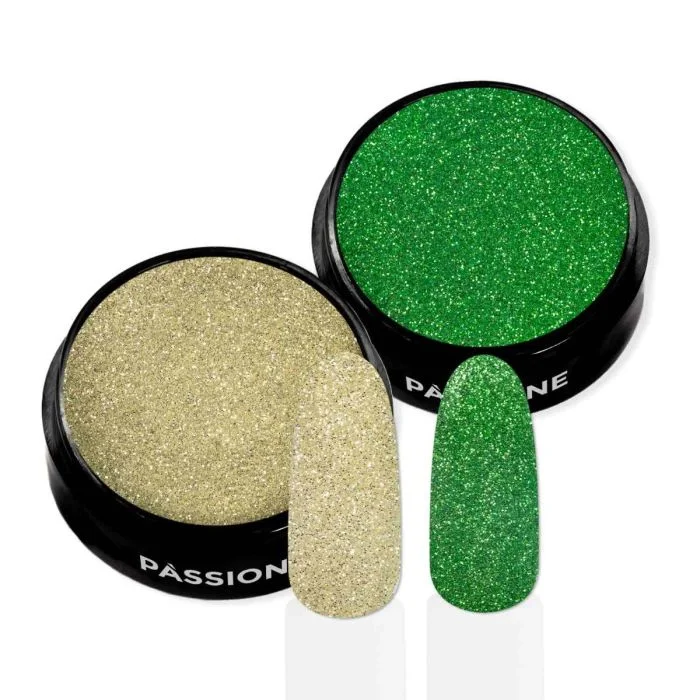 Elf Glitter - Green and champagne nail glitter