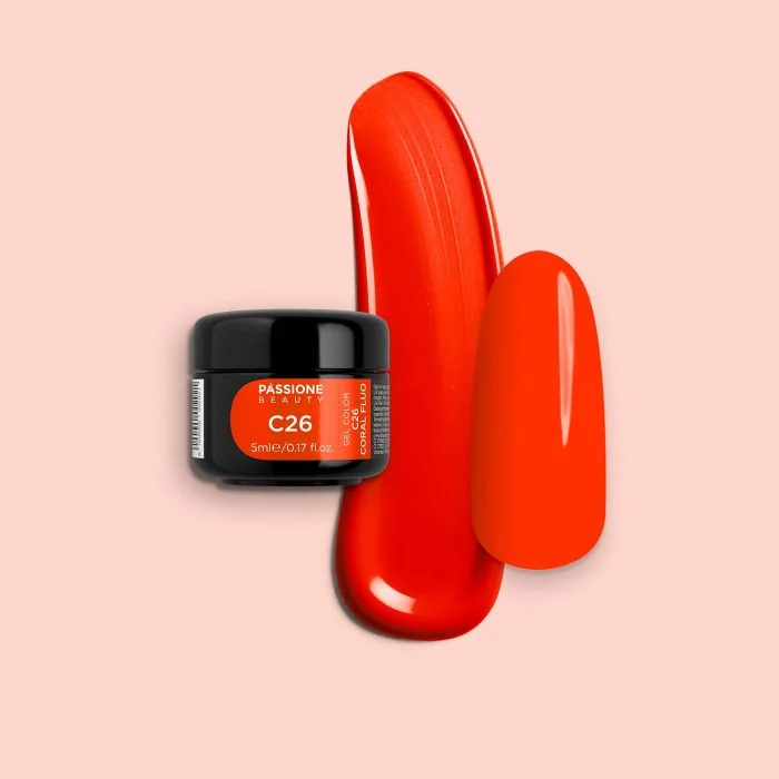Gel Couleur C26 Coral Fluo - Gelcouleur orange fluo 