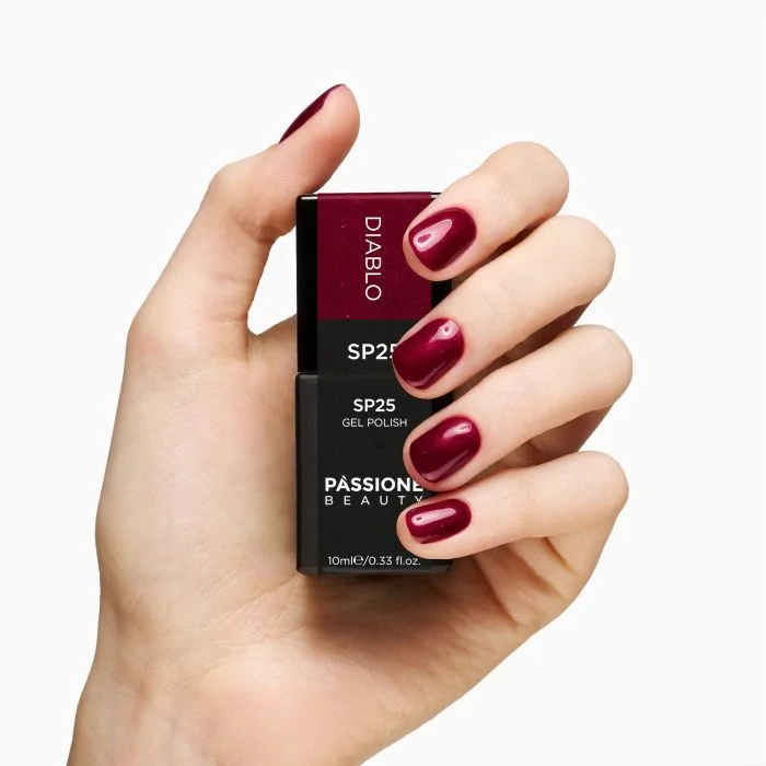 Gel Nail Polish GP25 Diablo  - Intense Burgundy Gel Polish with metallic effect  - detail 1