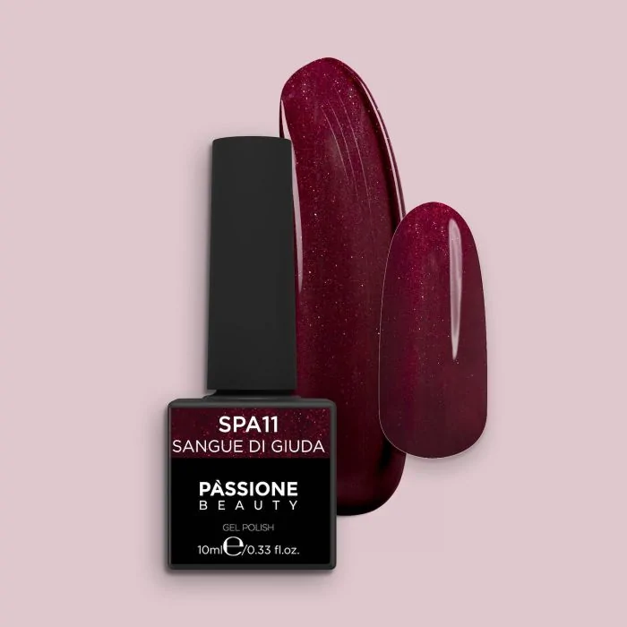 Vernis semi-permanent VSA11 Sangue di Giuda - Vernis semi-permanent bordeaux intense avec paillettes
