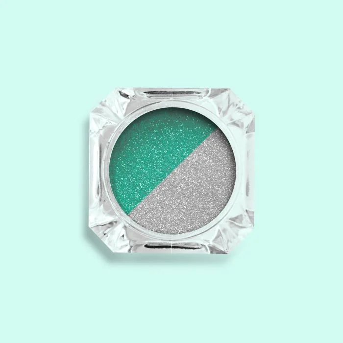Emerald Thermo Glitter - Heat-sensitive nail glitter, green-silver
