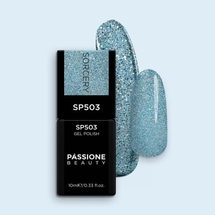 Gel Polish SP503 Sorcery - Glitter Blue Gel Polish withreflective effect