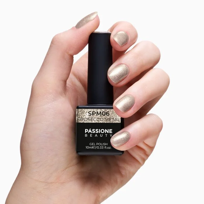 Esmalte Semipermanente EPM6 Prosecco Metal - Esmalte semipermanente EPM6 Prosecco Metal, dorado metálico y perlado - detalle 2