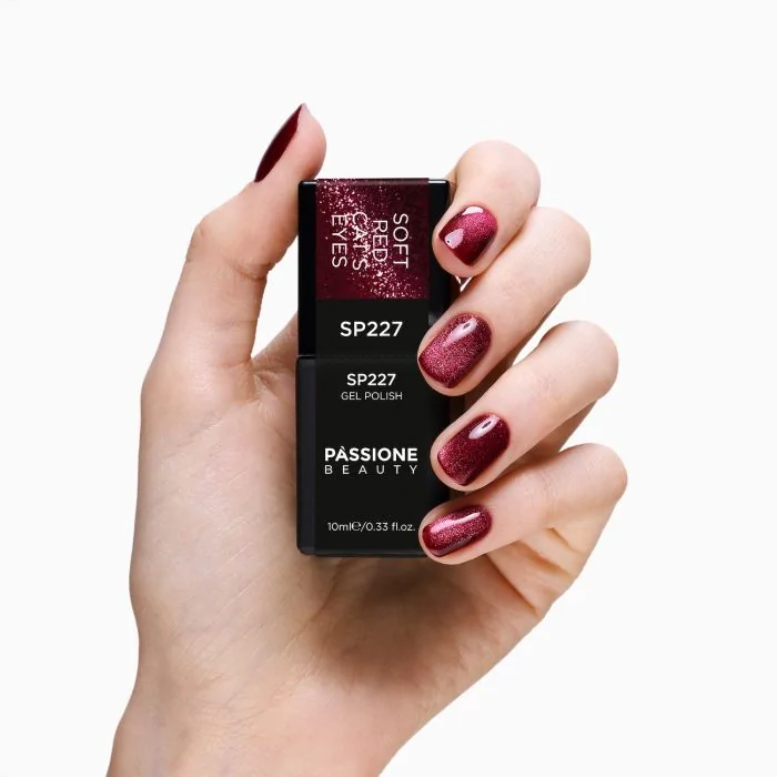 UV-Nagellack SP227 Soft Red Cat's Eyes - UV-Nagellack Bordeaux Cat-Eye-Effekt - Detail 3