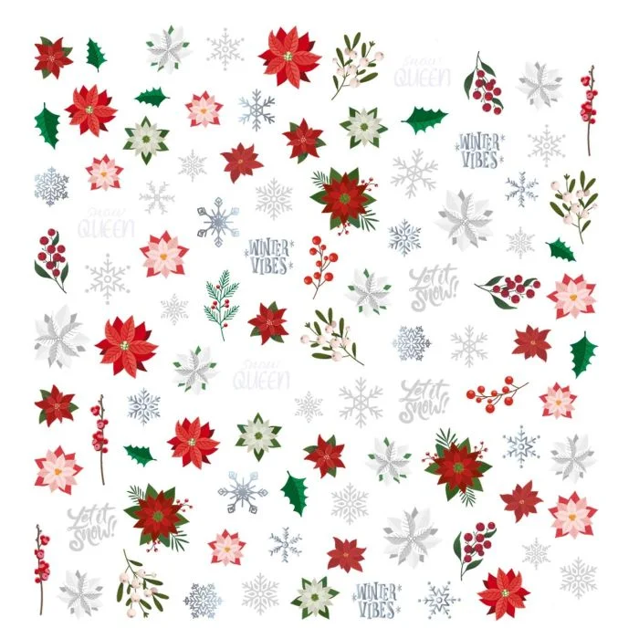 Winter Vibes - Nail Stickers - Snowflakes and flowers nail stickers - detail 1