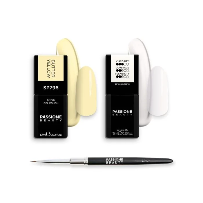 Set Butter Yellow - Set compuesto por base, color semipermanente y pincel