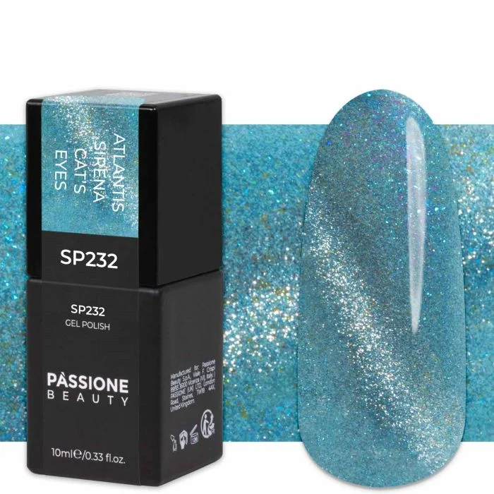 Gel Nail Polish GP232 Atlantis Sirena Cat's Eyes  - Magenta Gel Polish with micro glitter
